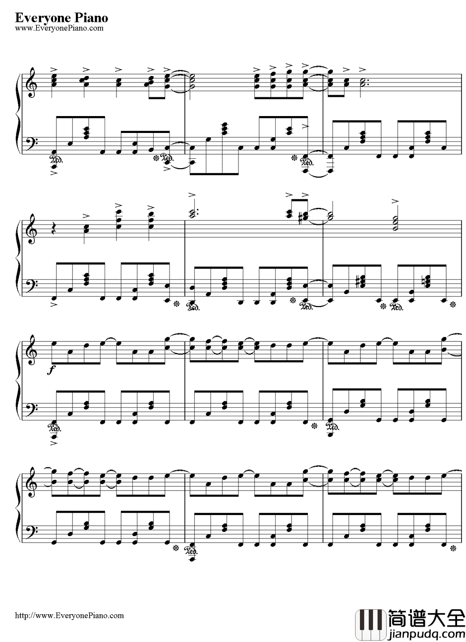 绯色之空钢琴谱_川田麻美_灼眼的夏娜主题曲