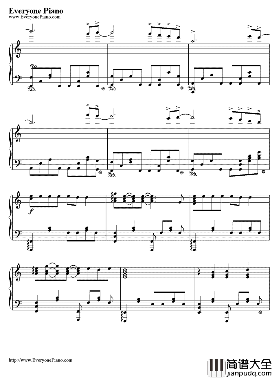 绯色之空钢琴谱_川田麻美_灼眼的夏娜主题曲