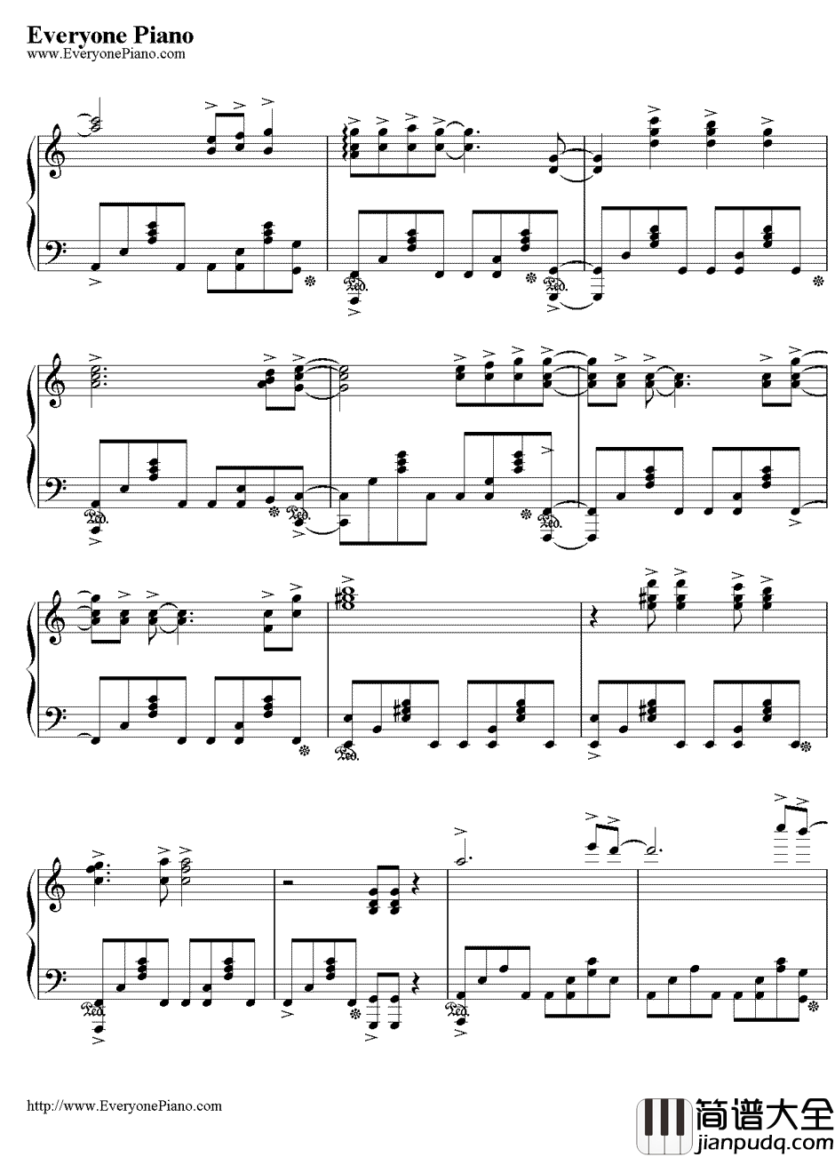 绯色之空钢琴谱_川田麻美_灼眼的夏娜主题曲