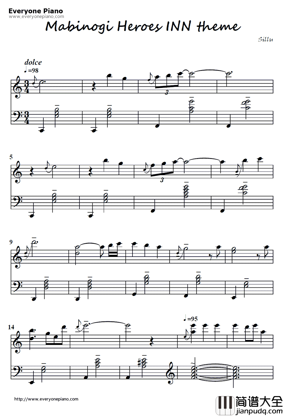Mabinogi:Heroes主题曲钢琴谱
