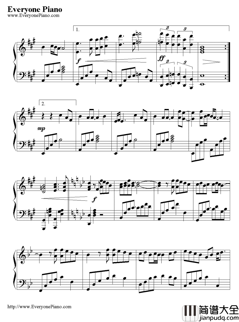 比我幸福钢琴谱_陈晓东_玉观音插曲