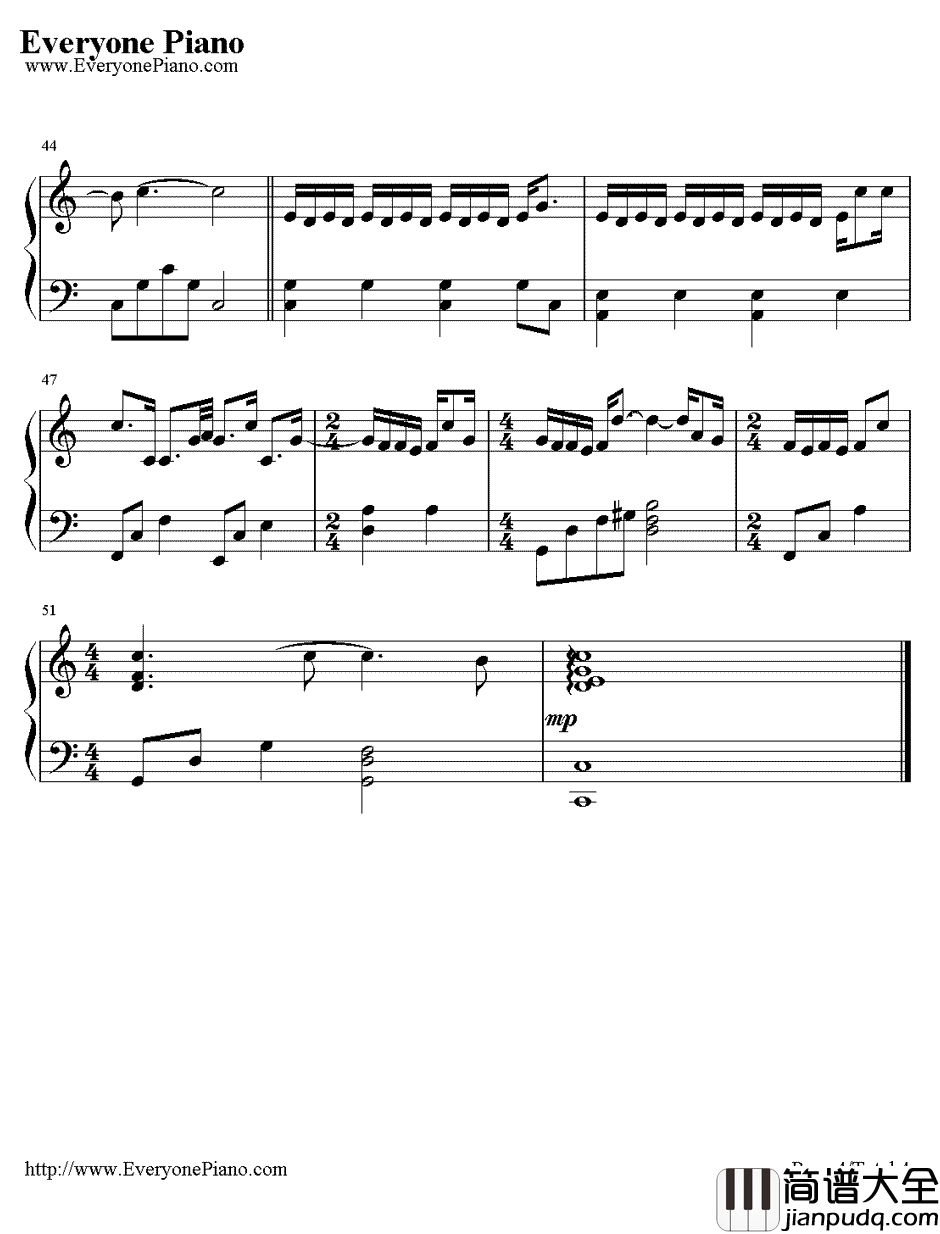 手放开钢琴谱_李圣杰