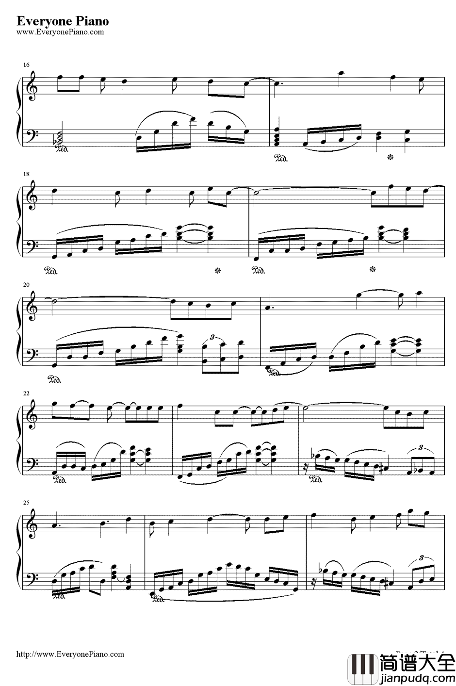 笑忘歌钢琴谱_五月天