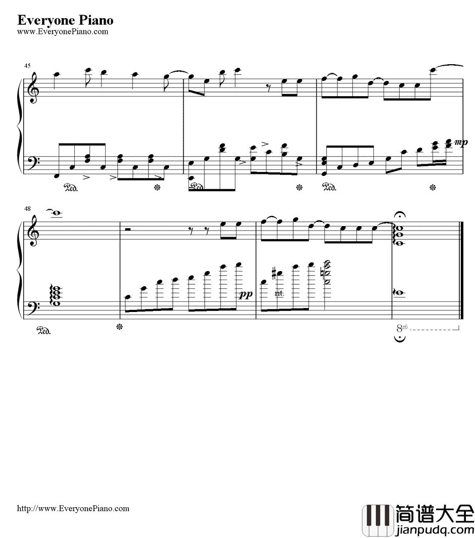 笑忘歌钢琴谱_五月天