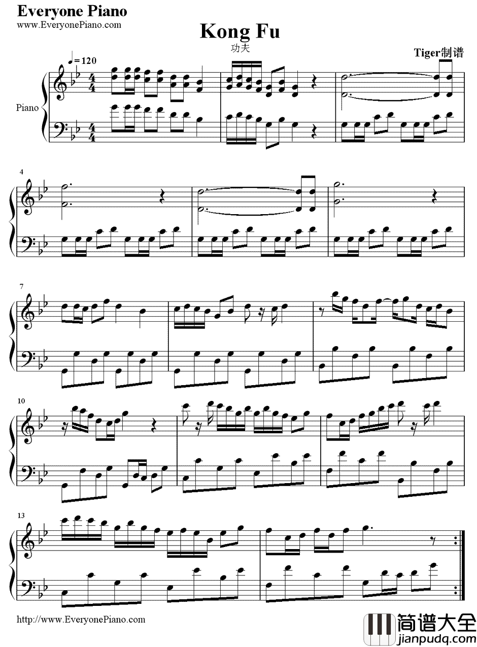 功夫BGM钢琴谱_Konami