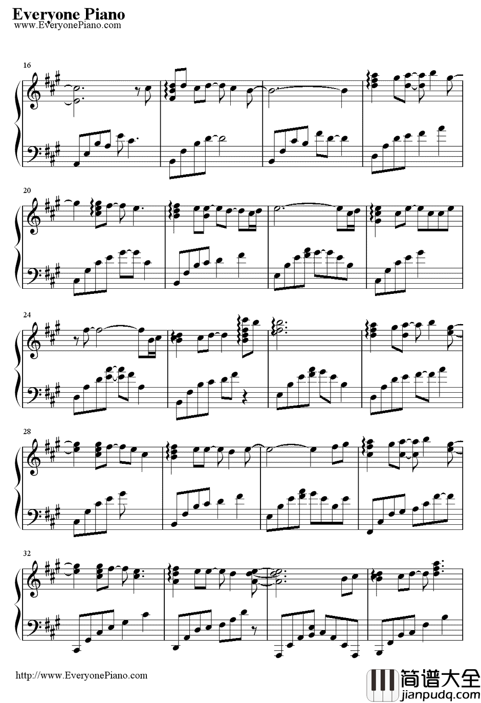 烟火的季节钢琴谱_F4