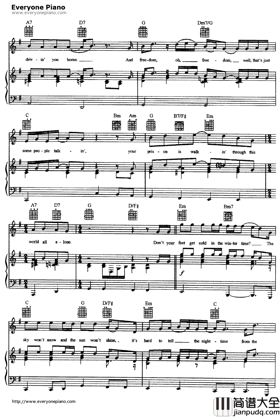 Desperado钢琴谱_老鹰乐队_亡命之徒