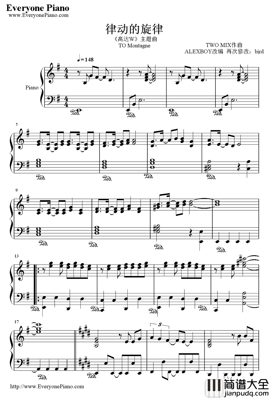 Rhythm_Emotion钢琴谱_Two_Mix_律动的旋律__高达W_OP2