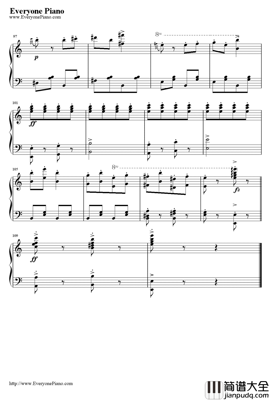 邮递马车钢琴谱_冈本敦郎_古关裕