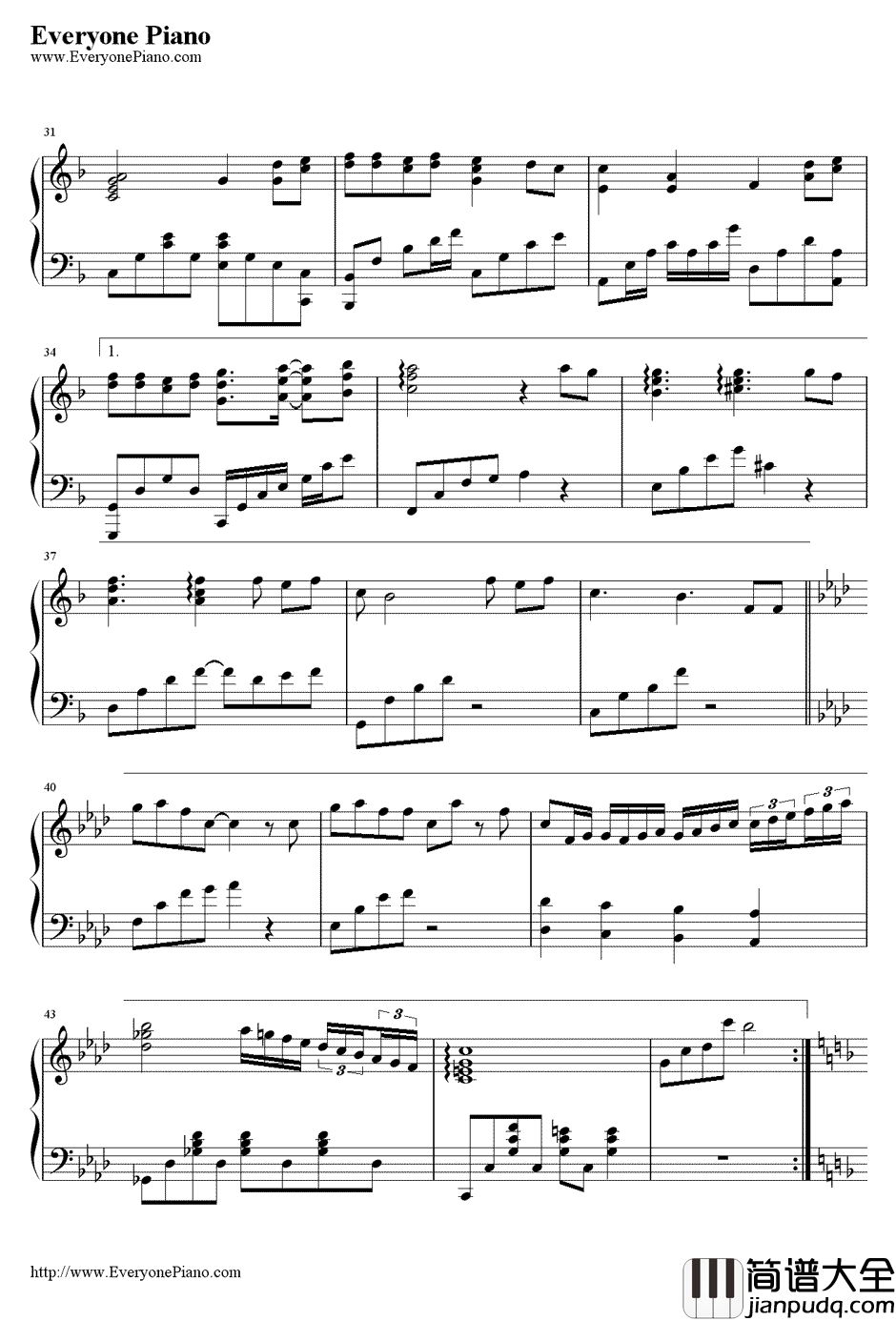 献世钢琴谱_陈小春/周杰伦