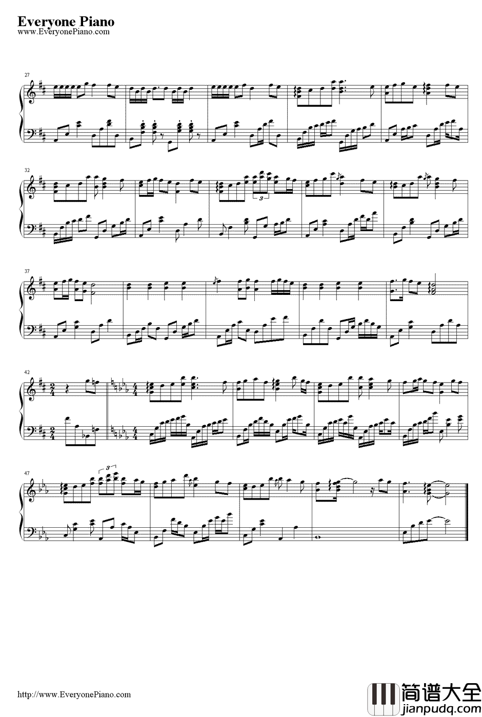 爱的魔法钢琴谱_金莎