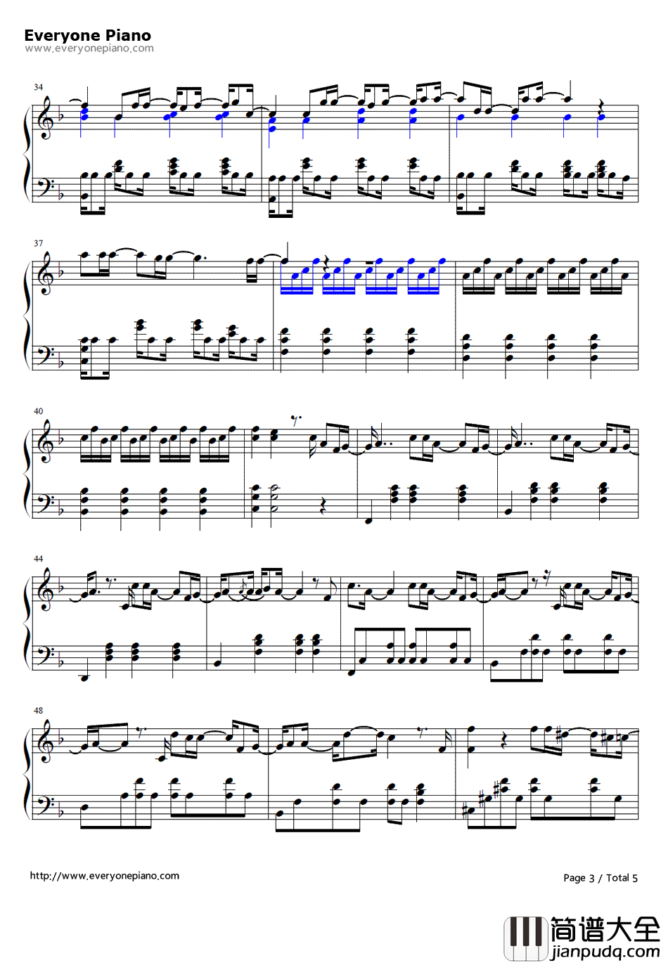 哪里都是你钢琴谱_周杰伦__天台爱情_主题曲