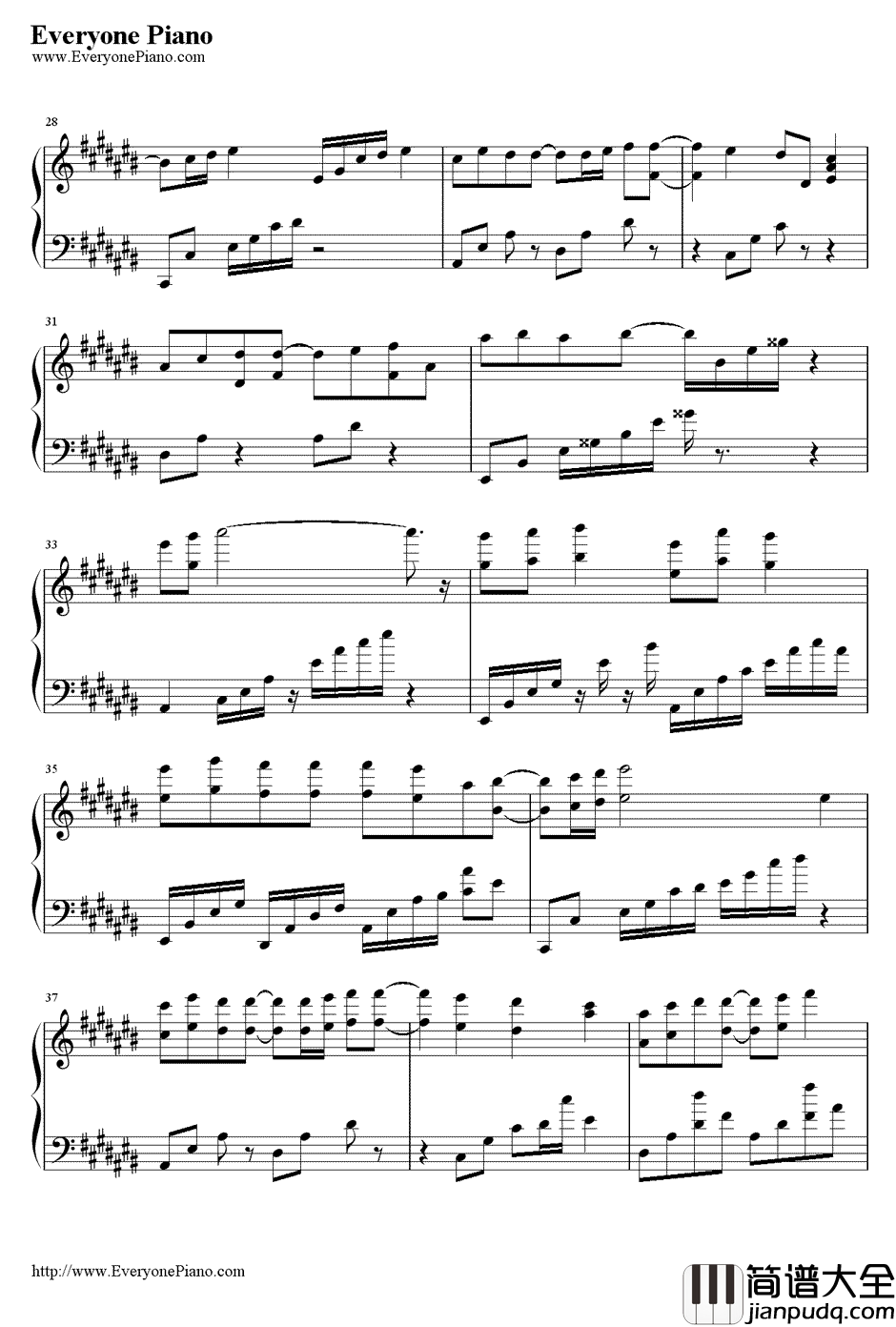 一见钟情钢琴谱_李晟__新还珠格格_插曲