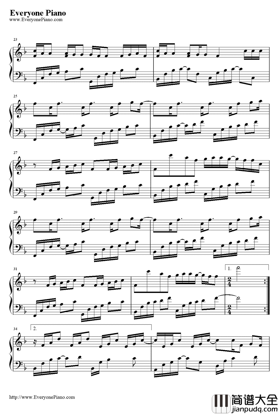 手语钢琴谱_周杰伦