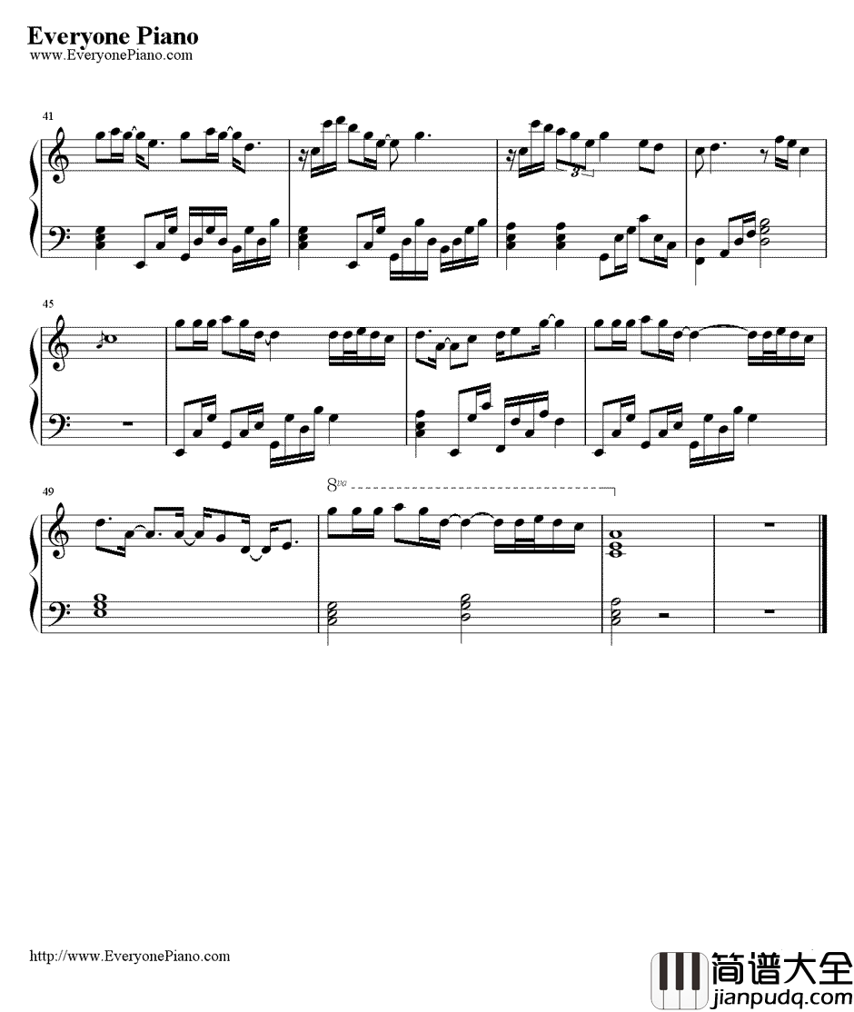 开始懂了钢琴谱_孙燕姿