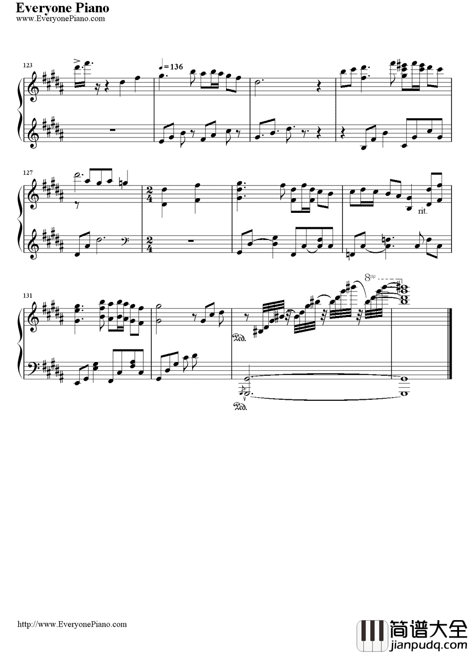 【東方永夜抄】千年幻想鄉钢琴谱