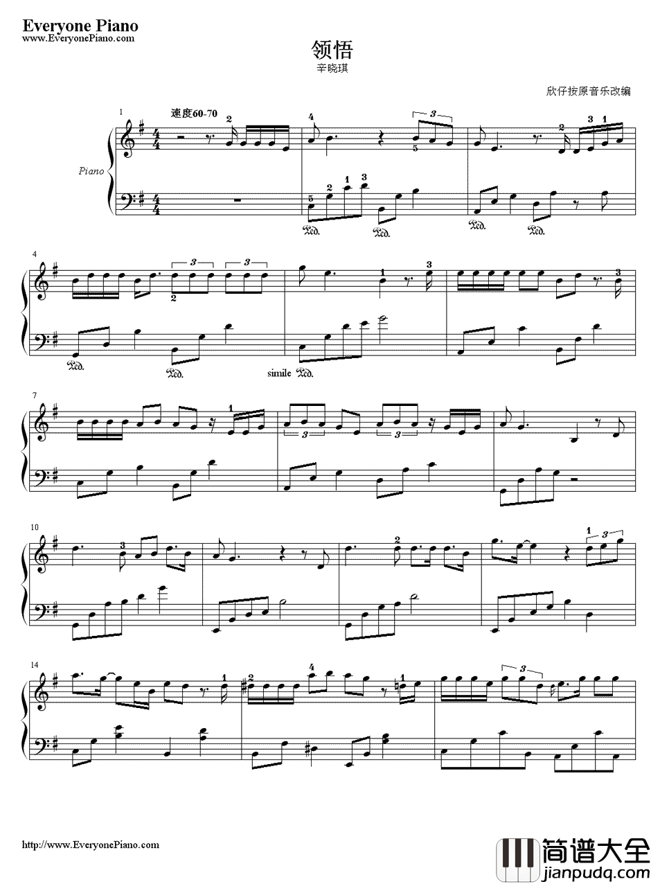 领悟钢琴谱_辛晓琪