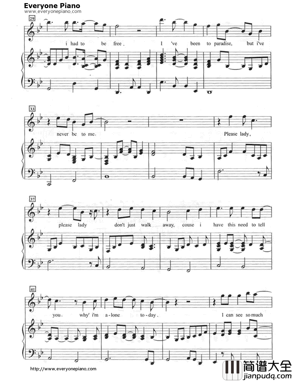 I've_Never_Been_To_Me独奏版钢琴谱_S.H.E