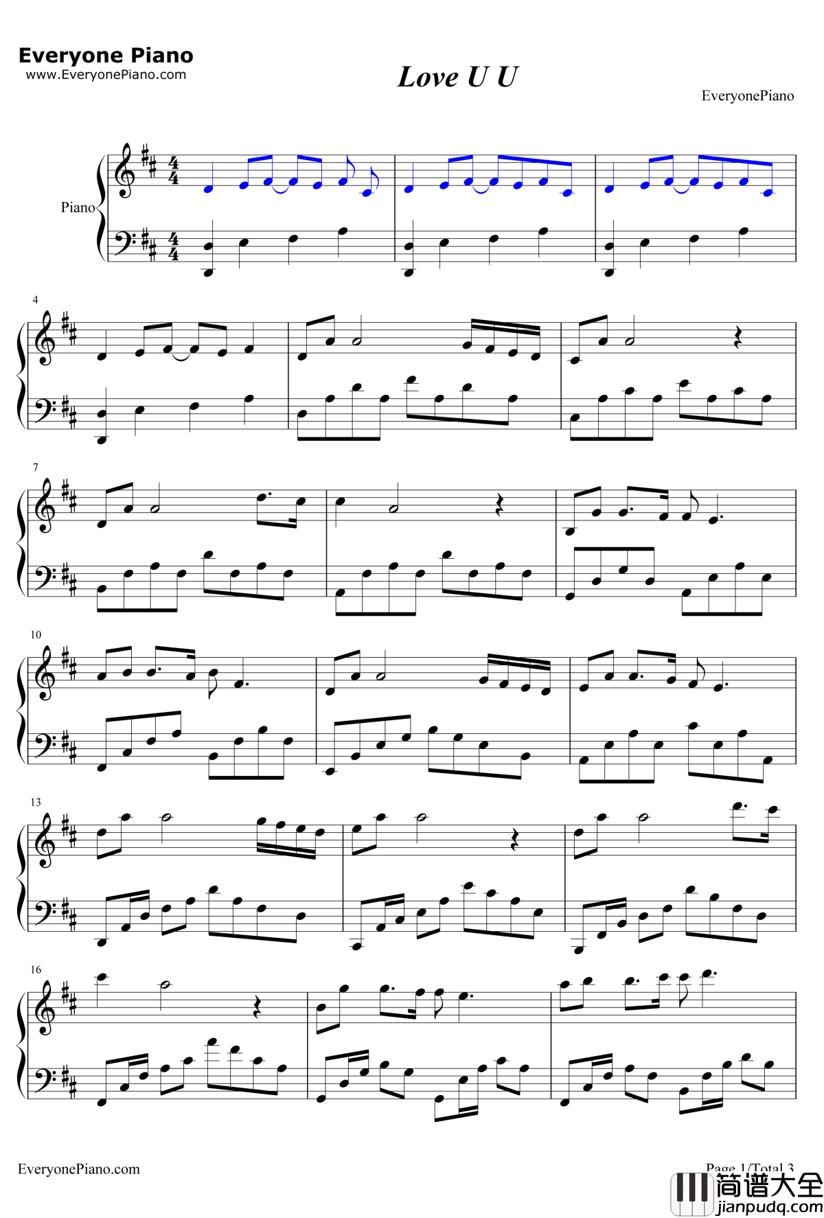 Love_you_you钢琴谱_林俊杰__夏日乐悠悠_主题曲