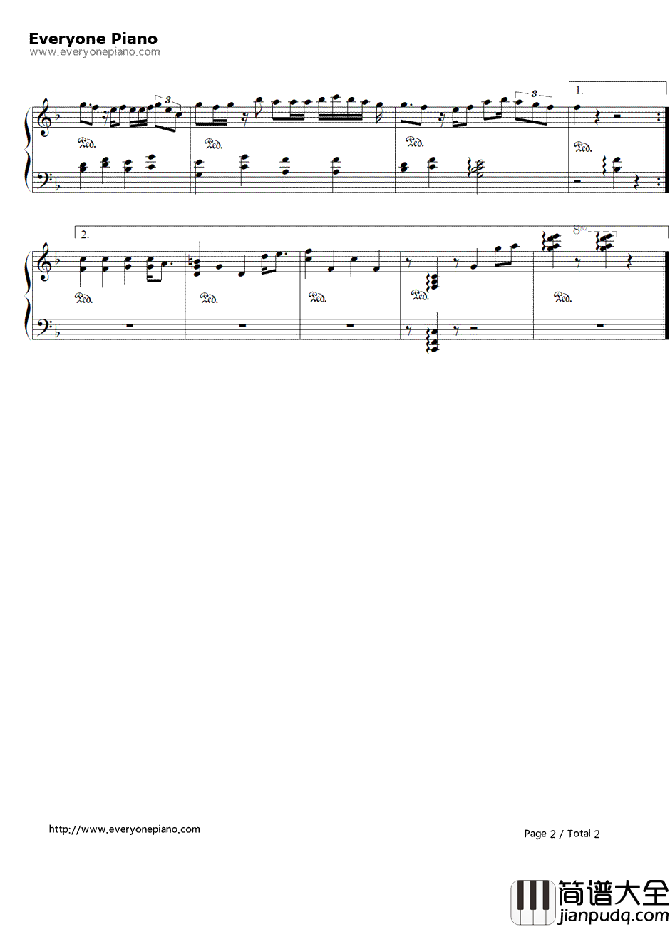 我知道钢琴谱_By2__比赛开始_片尾曲