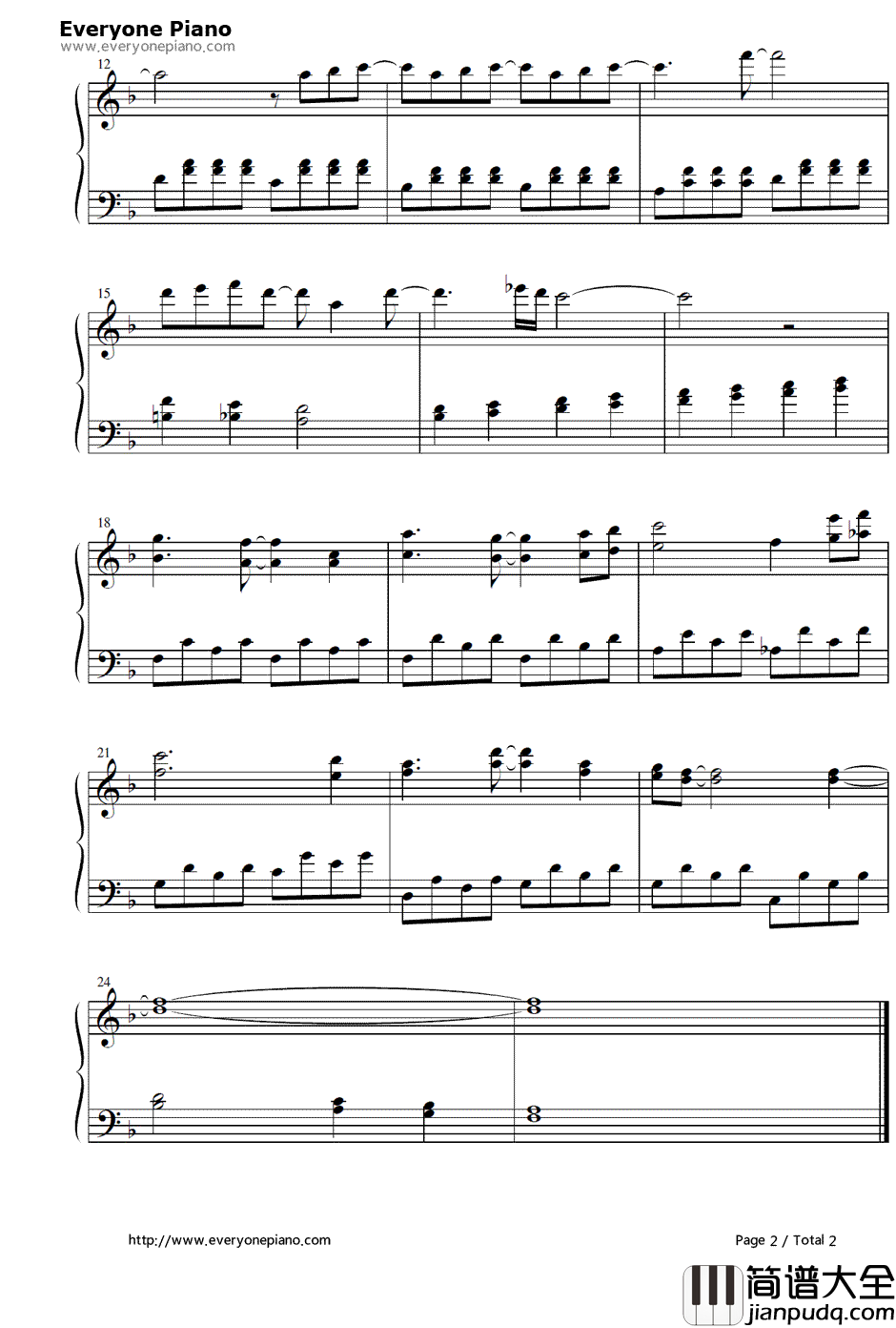 Nukumori_no_Kioku钢琴谱_Cardcaptor_Sakura__魔卡少女樱_OST2