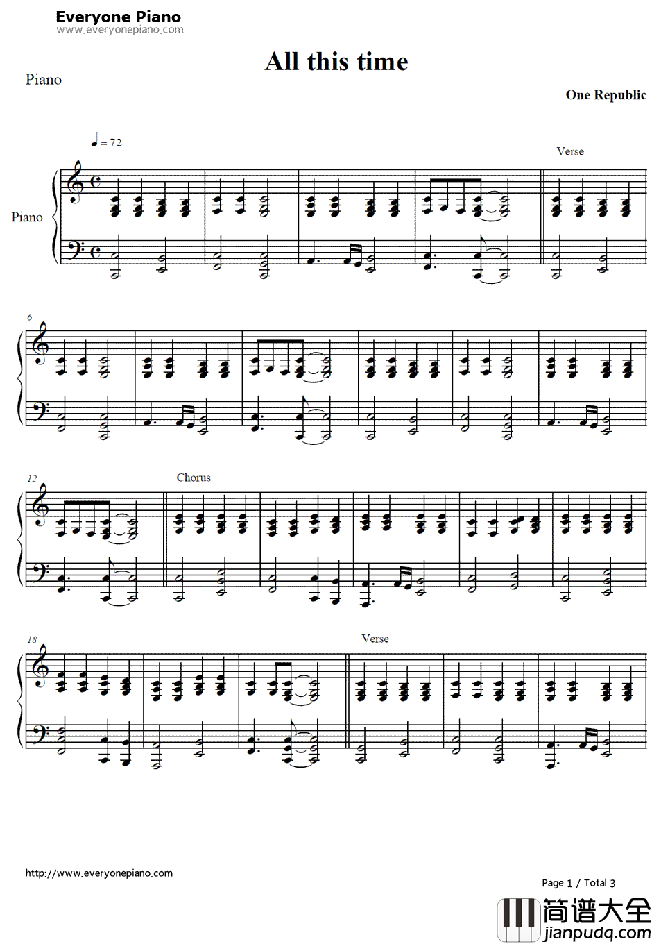All_This_Time伴奏钢琴谱_One_Republic