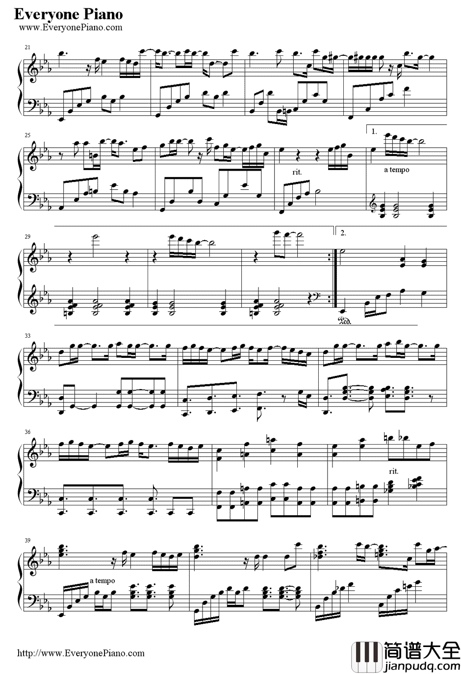 我不难过钢琴谱_孙燕姿