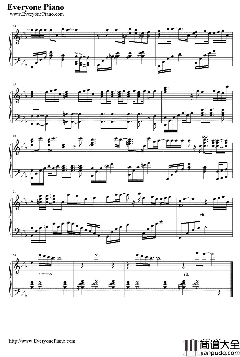 我不难过钢琴谱_孙燕姿