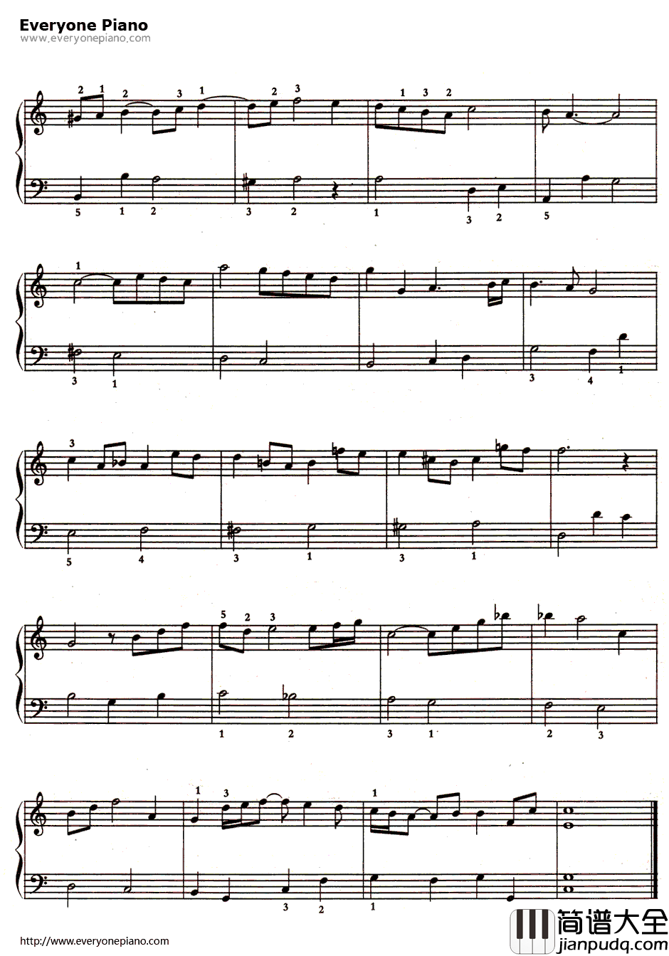 G弦上的咏叹调钢琴谱_巴赫