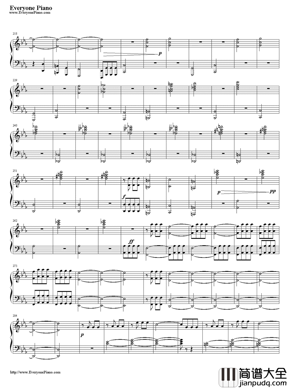 命运交响曲第一乐章钢琴谱_贝多芬