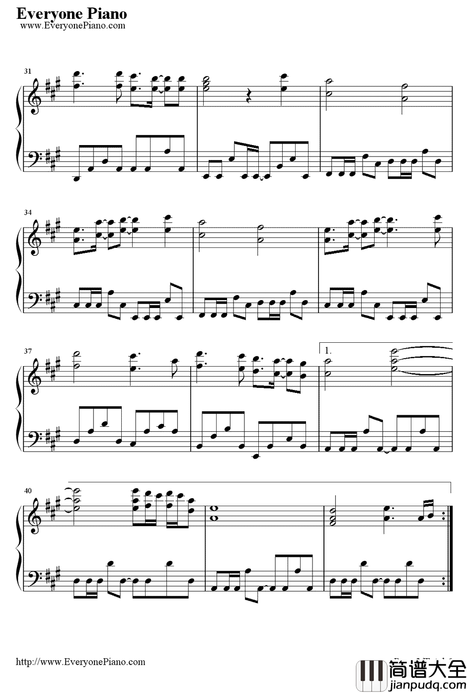 真爱钢琴谱_Fin.K.L_韩国电视剧_爱上女主播_主題曲