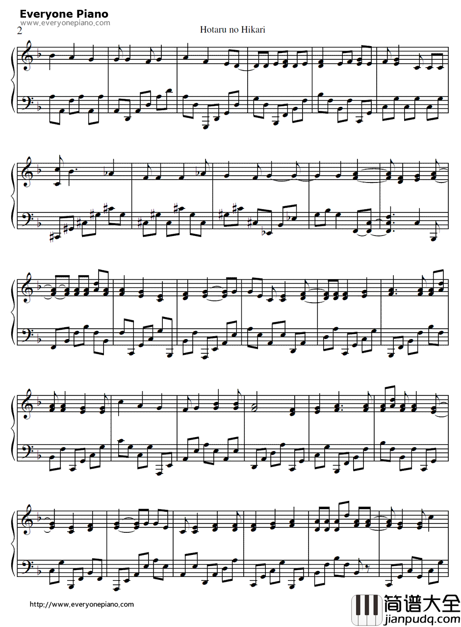 ホタルノヒカリ钢琴谱_生物股长__火影忍者疾风传_片头曲