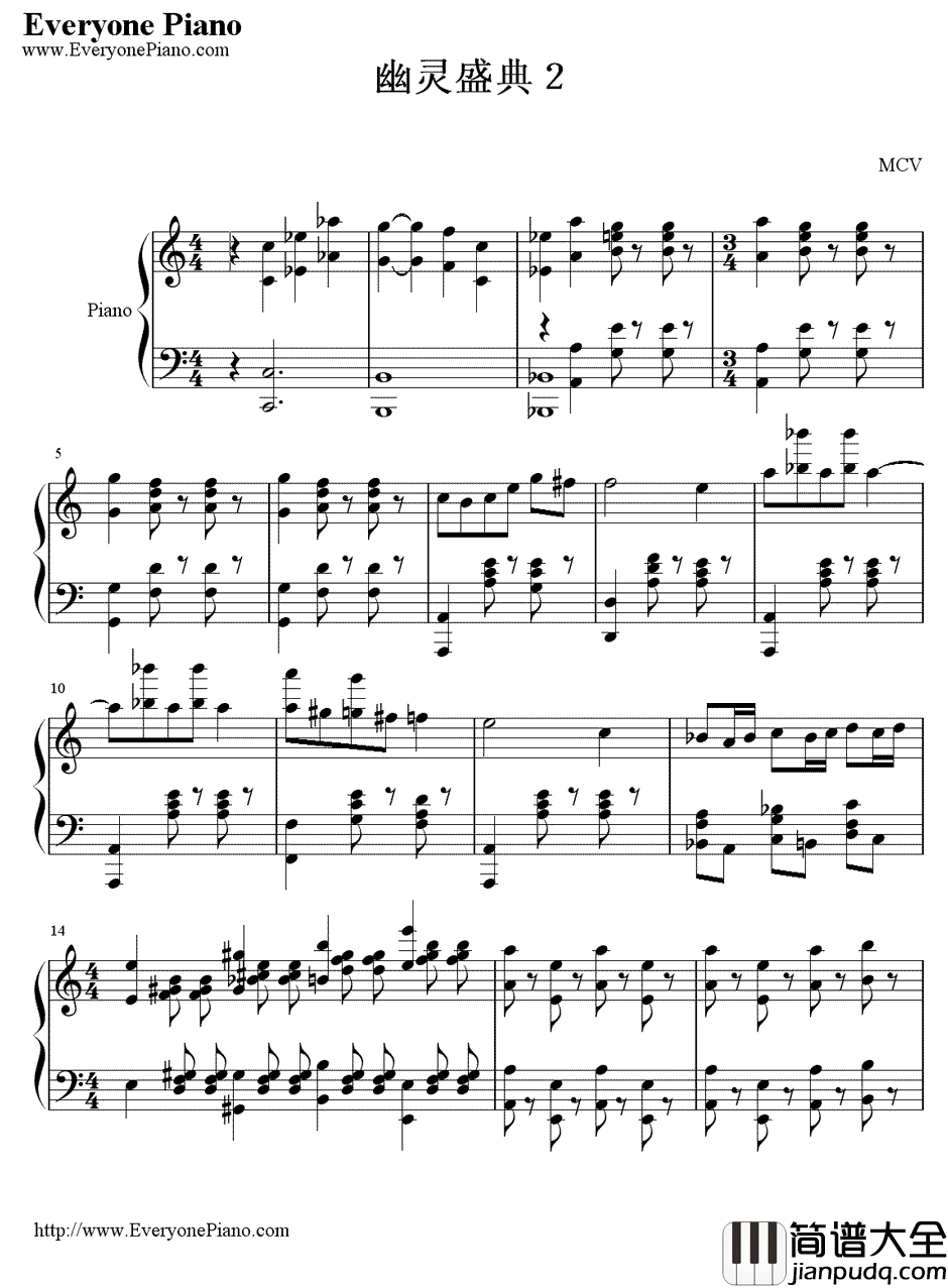 幽灵盛典2钢琴谱_Brandy_劲乐团的主题曲