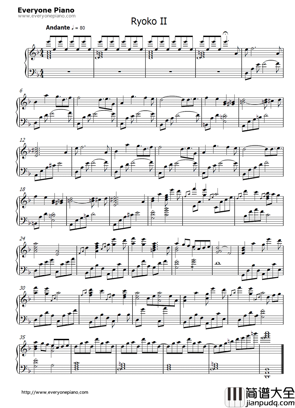 Ryoko_II钢琴谱__战区88_插曲