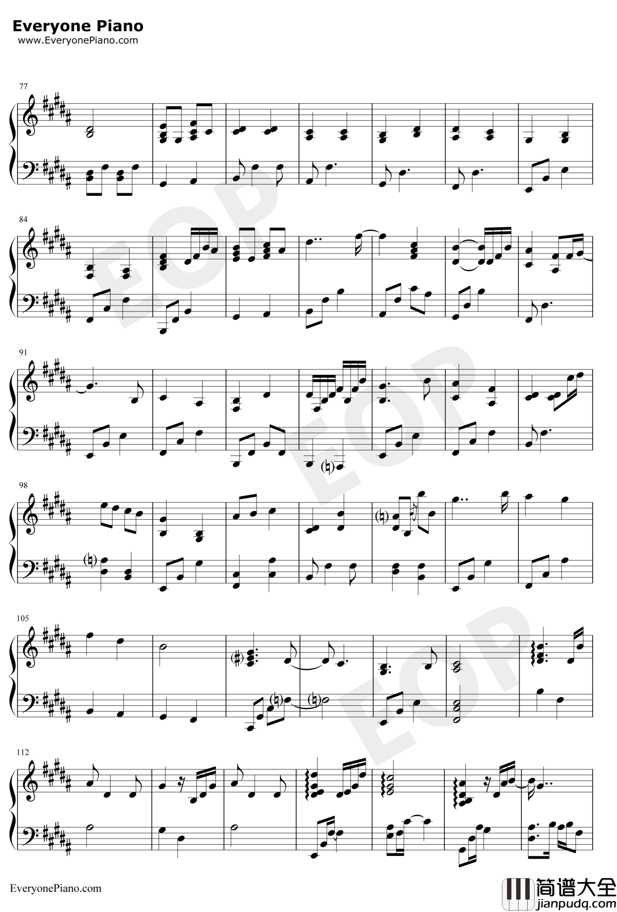 外面的世界钢琴谱_齐秦/莫文蔚