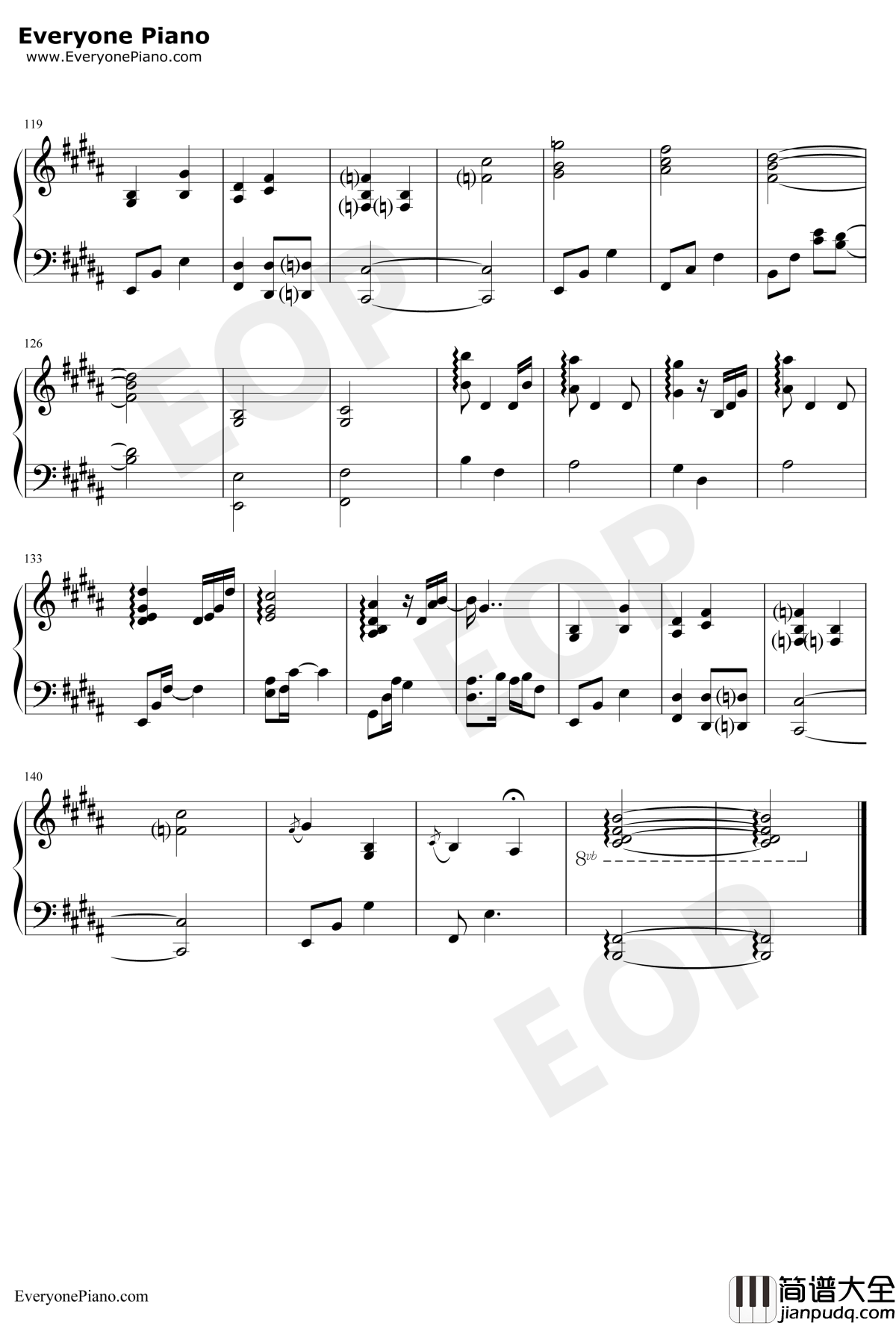 外面的世界钢琴谱_齐秦/莫文蔚