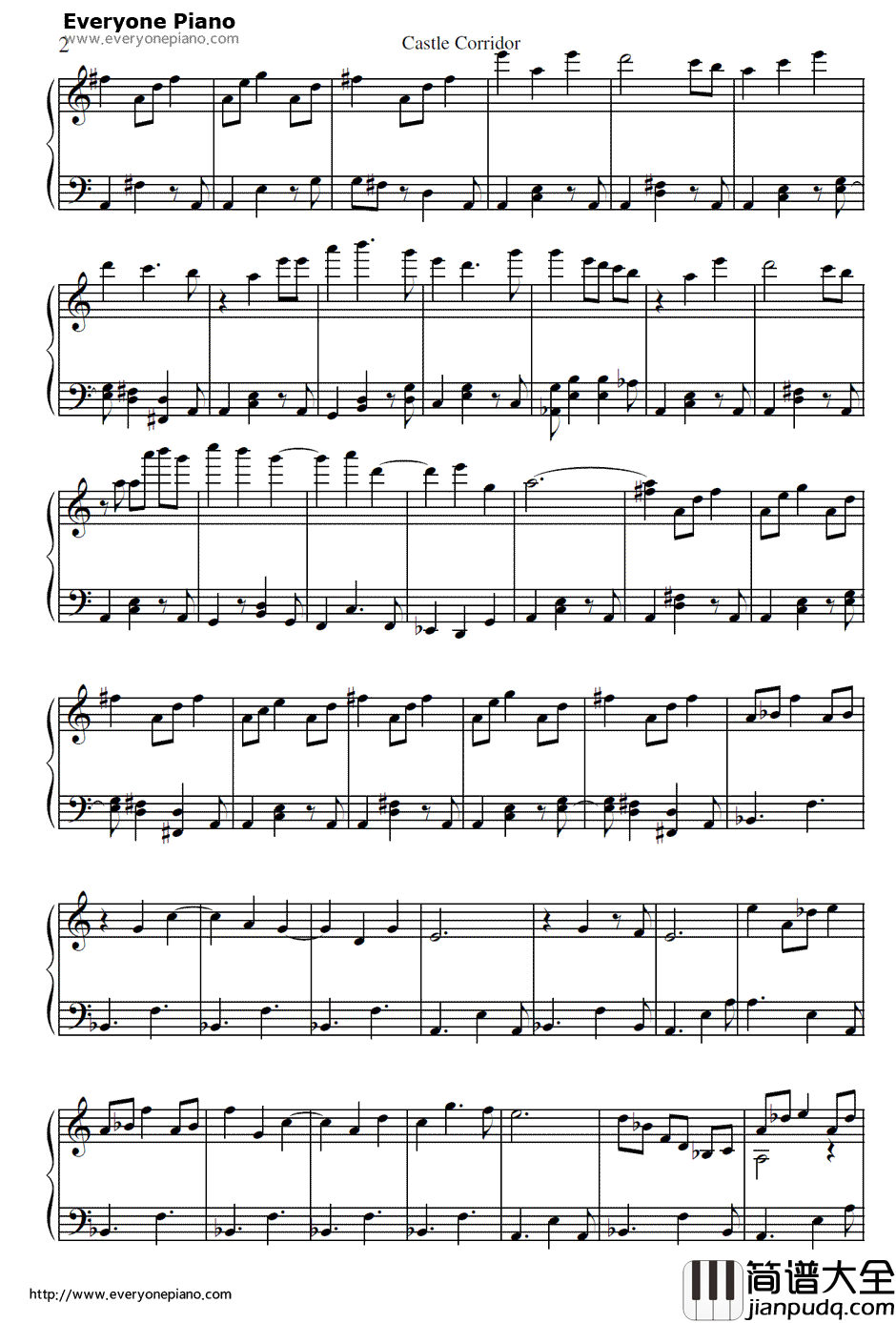 Castle_Corridor钢琴谱_Sotaro_Tojima_and_Hiroshi_Mitsuoka