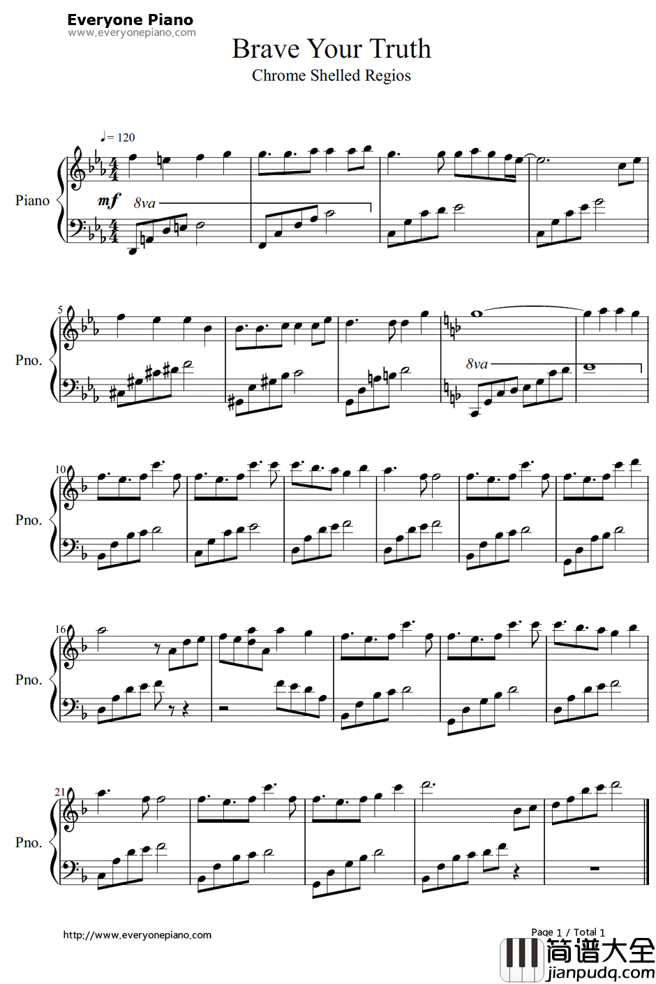 Brave_Your_Truth钢琴谱_Daisy×Daisy__钢壳之REGIOS_片头曲