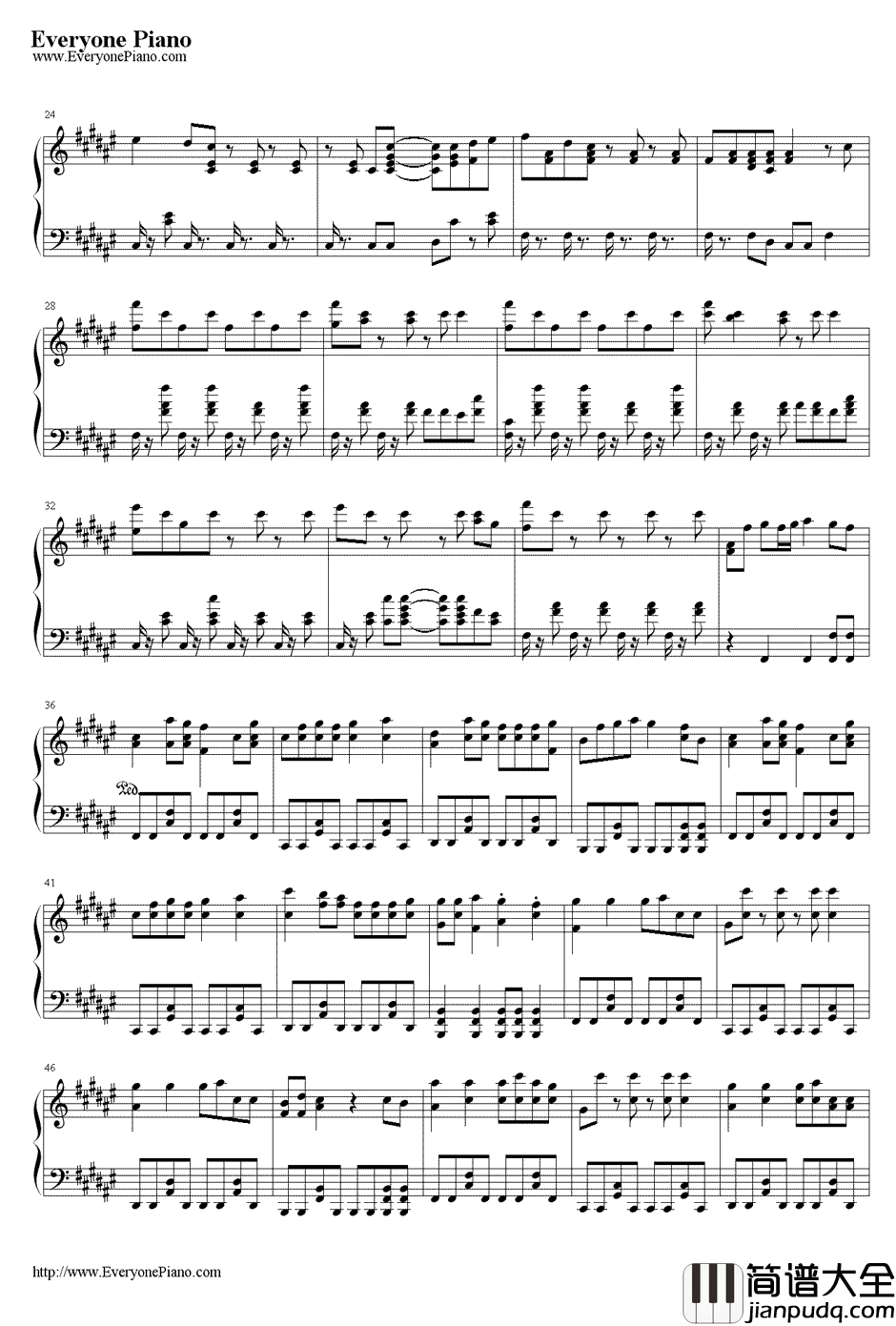 扭腰歌钢琴谱_初音未来