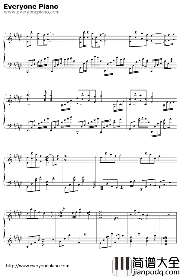 可惜不是你_钢琴谱_梁静茹