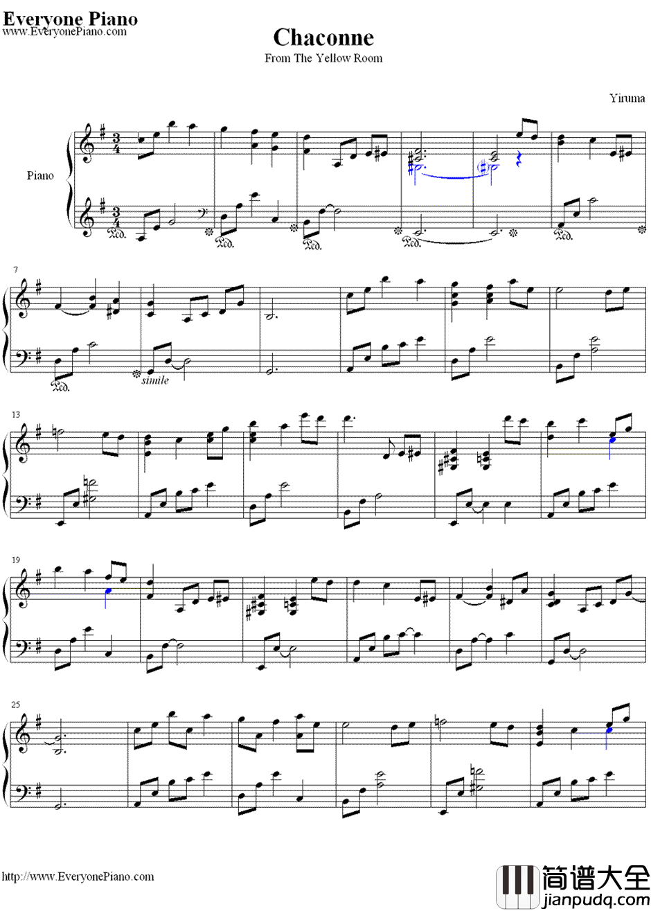 恰空钢琴谱_李闰珉