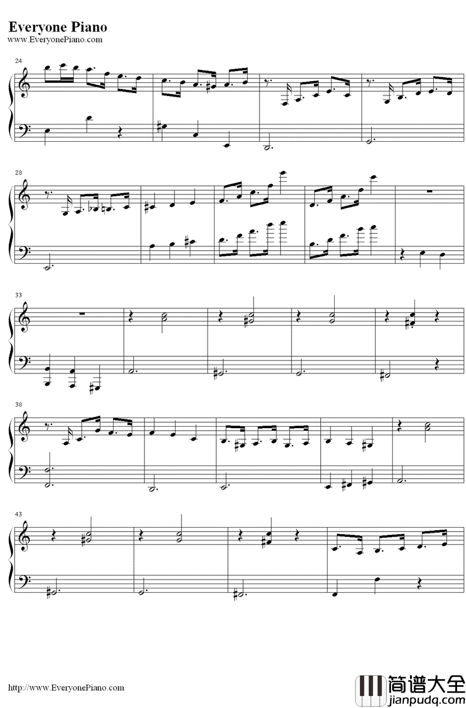 我的快乐钢琴谱_锦绣二重唱__命中注定我爱你_插曲