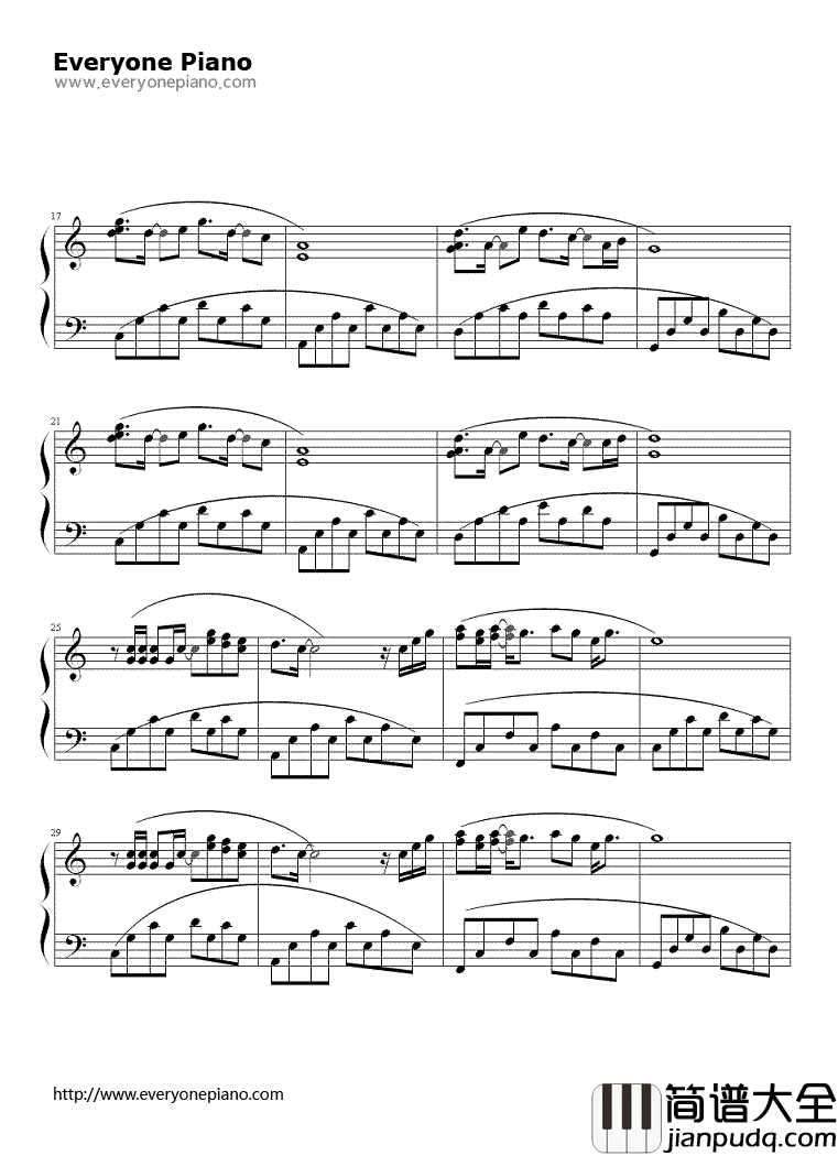 传奇_钢琴谱_王菲