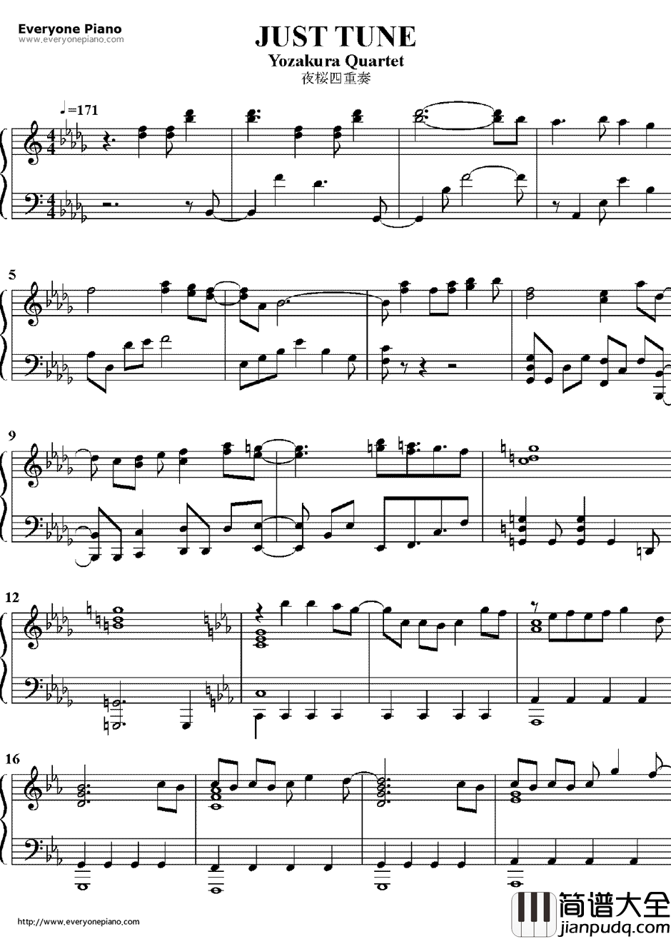 JUST_TUNE钢琴谱_savage_genius__夜樱四重奏_OP