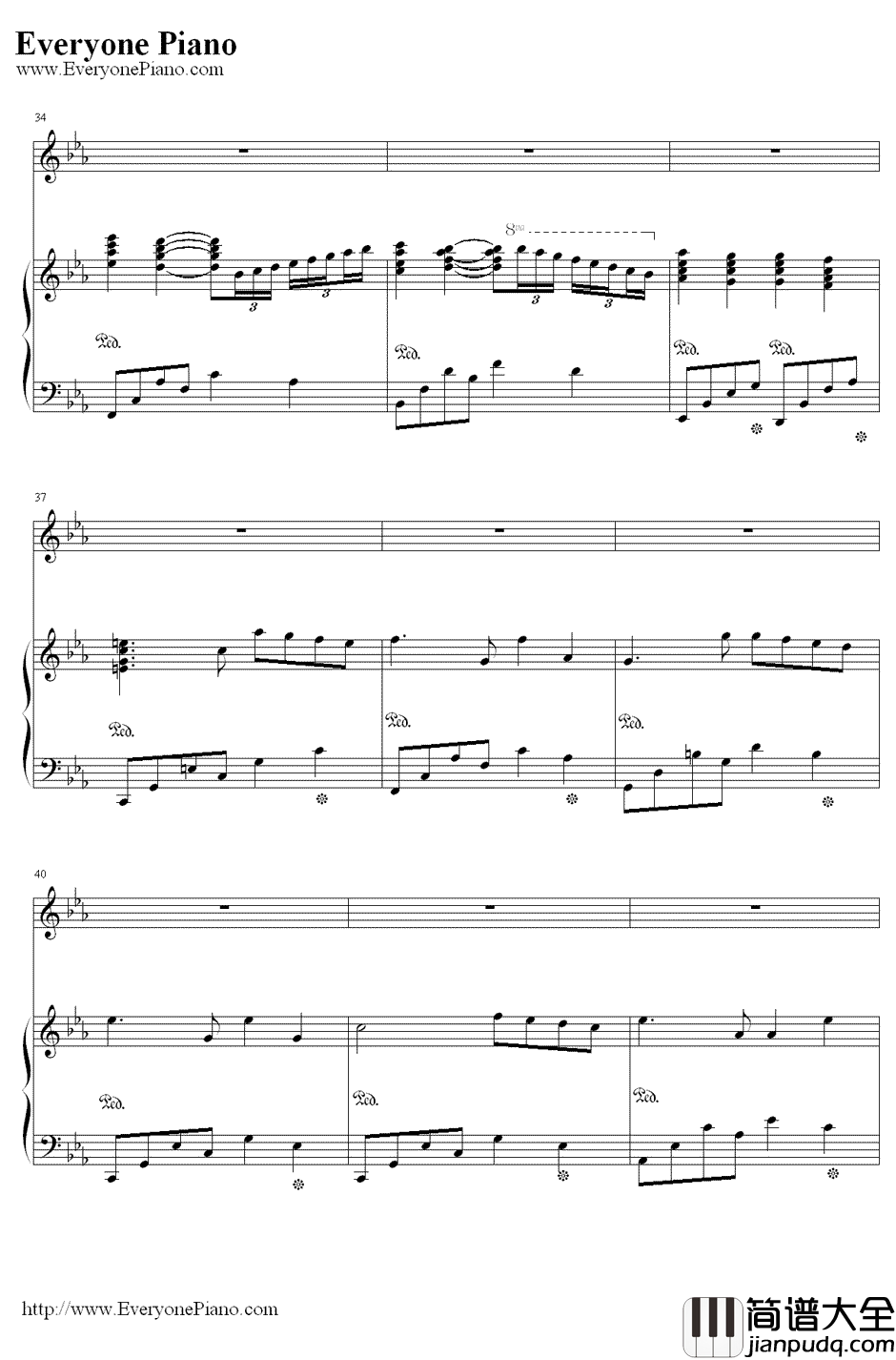 利鲁之歌钢琴谱_马克西姆