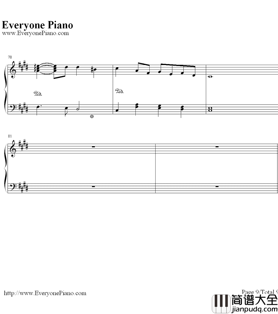 利鲁之歌钢琴谱_马克西姆