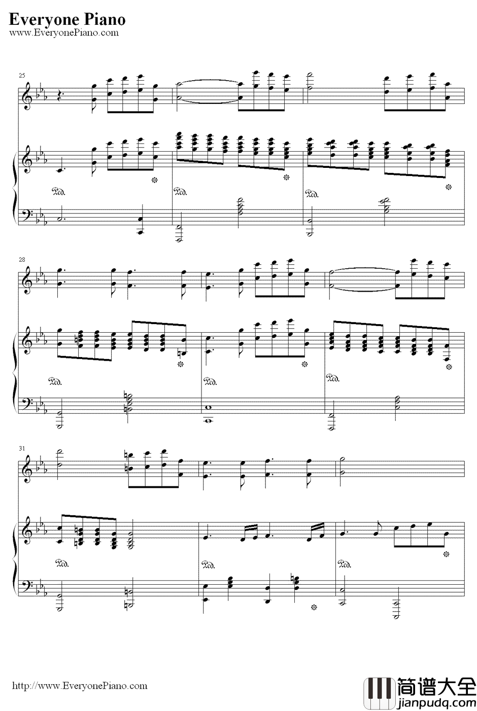 利鲁之歌钢琴谱_马克西姆