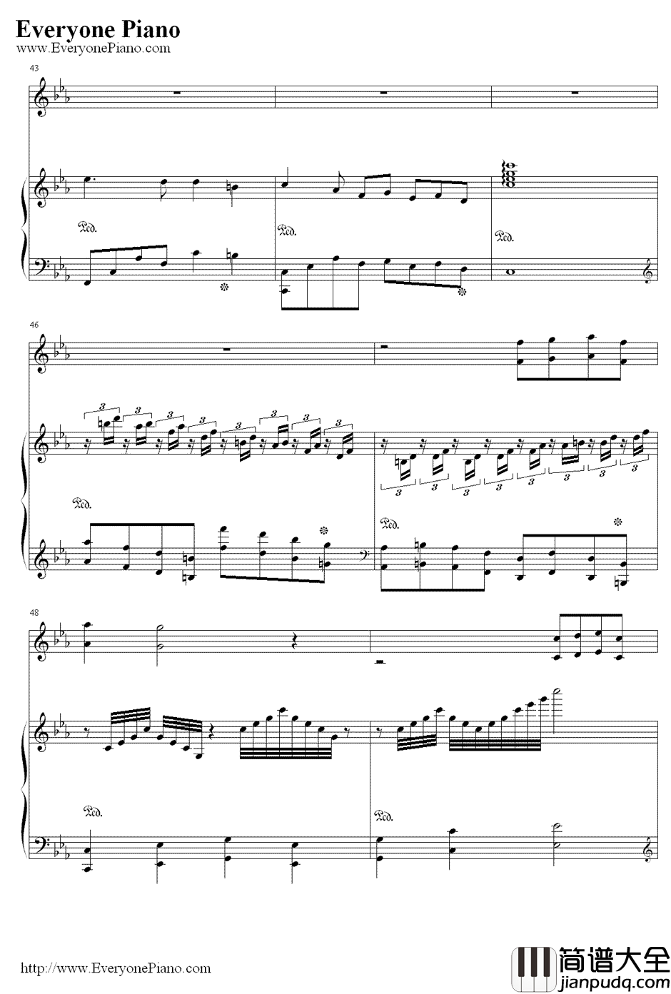 利鲁之歌钢琴谱_马克西姆