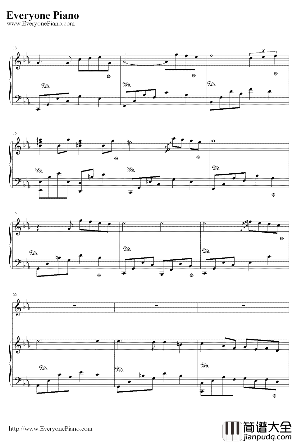 利鲁之歌钢琴谱_马克西姆