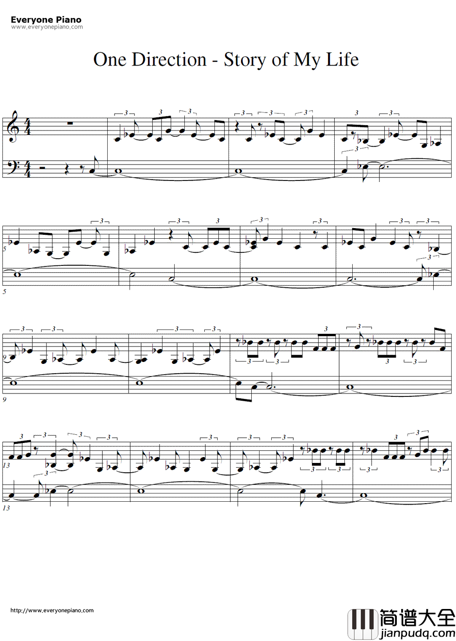 Story_of_My_Life钢琴谱_One_Direction